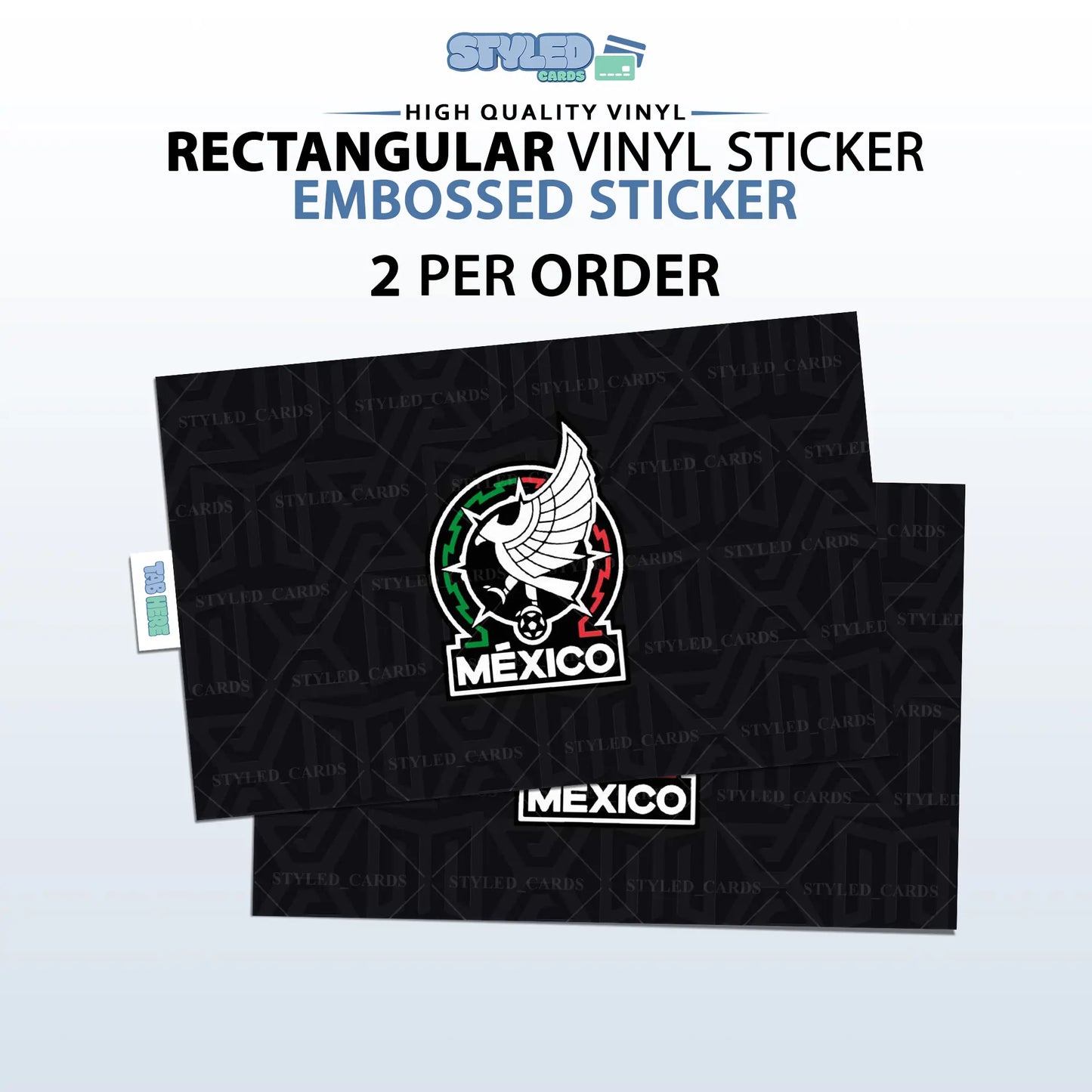 Soccer World Cup Rectangular Embossed Stickers Made with High Quality Vinyl
