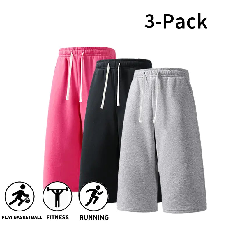 3-Pack Men’S Athletic Sweat Shorts – Elastic Drawstring Shorts for Basketball, Fitness & Running,Summer Vibe