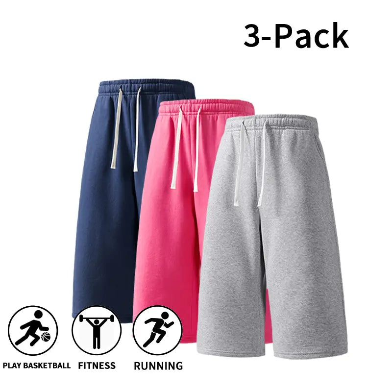 3-Pack Men’S Athletic Sweat Shorts – Elastic Drawstring Shorts for Basketball, Fitness & Running,Summer Vibe
