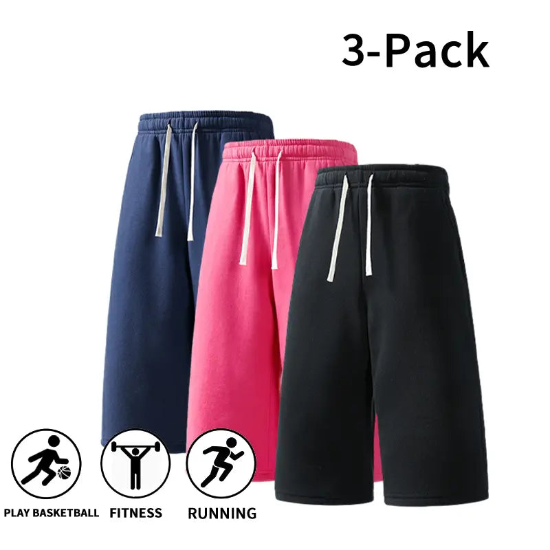 3-Pack Men’S Athletic Sweat Shorts – Elastic Drawstring Shorts for Basketball, Fitness & Running,Summer Vibe