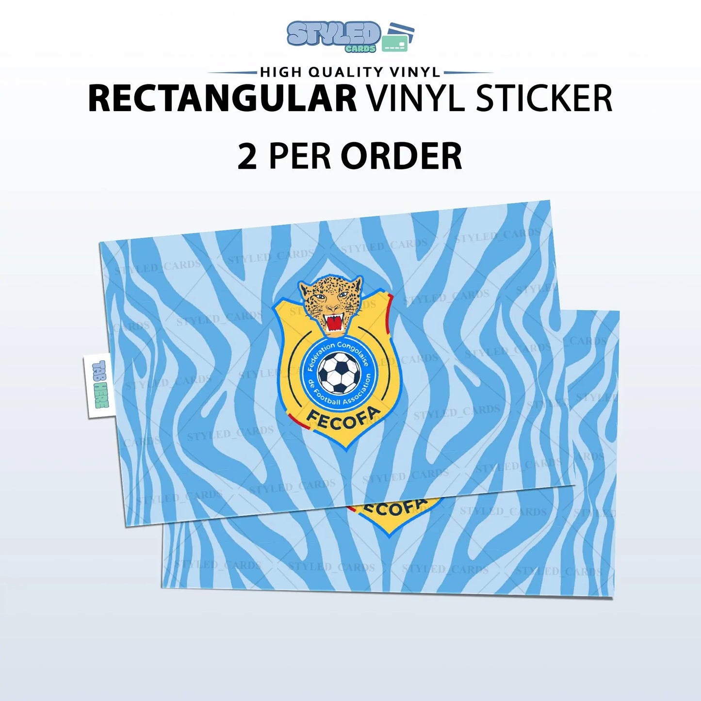 Soccer World Cup Rectangular Embossed Stickers Made with High Quality Vinyl