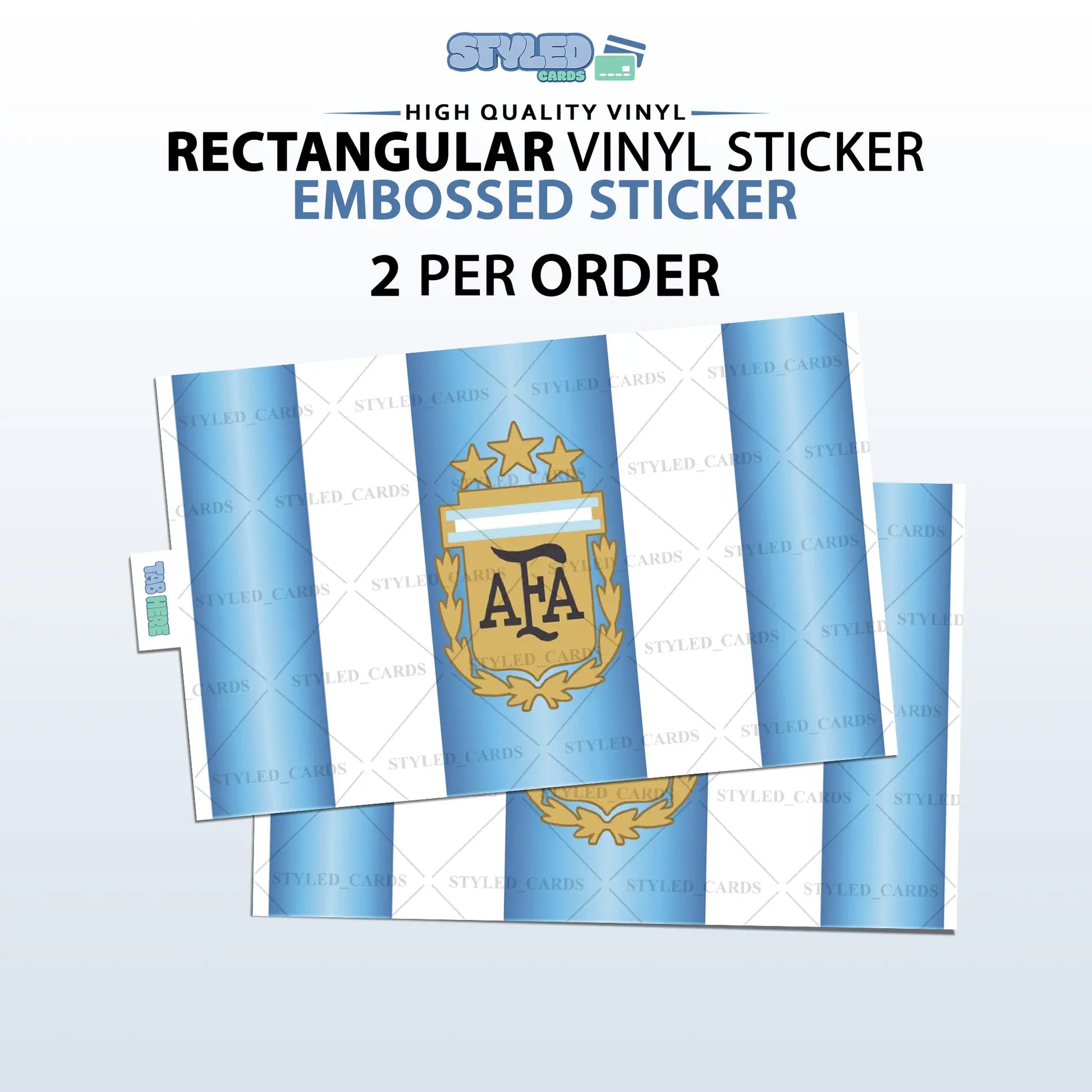 Soccer World Cup Rectangular Embossed Stickers Made with High Quality Vinyl
