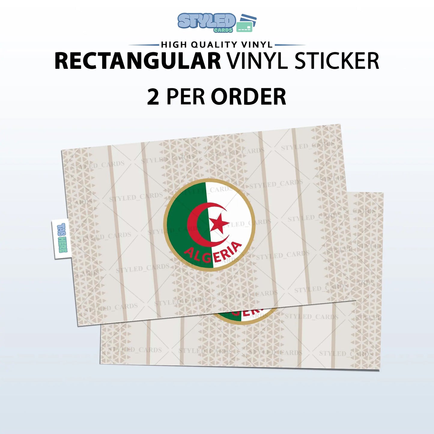 Soccer World Cup Rectangular Embossed Stickers Made with High Quality Vinyl