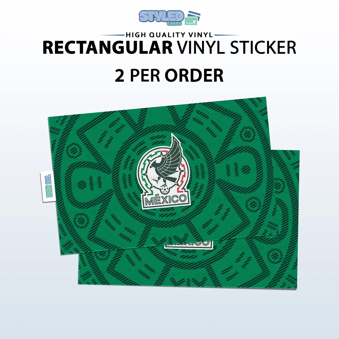 Soccer World Cup Rectangular Embossed Stickers Made with High Quality Vinyl