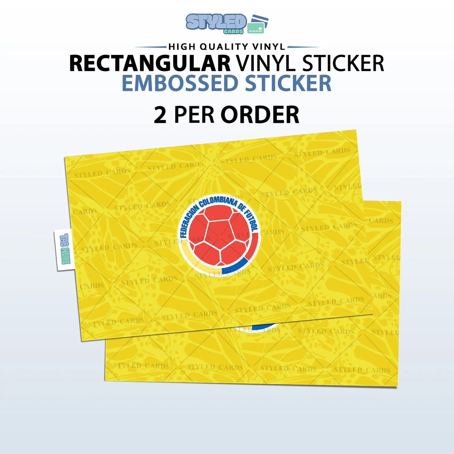 Soccer World Cup Rectangular Embossed Stickers Made with High Quality Vinyl