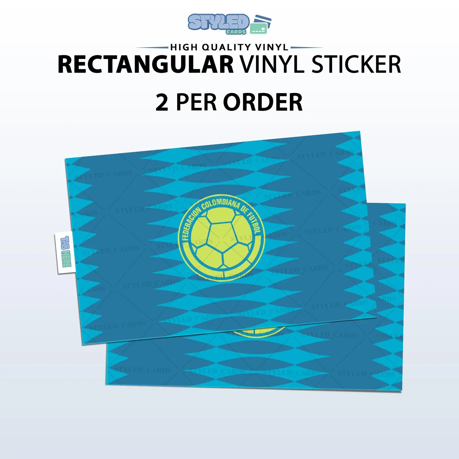 Soccer World Cup Rectangular Embossed Stickers Made with High Quality Vinyl
