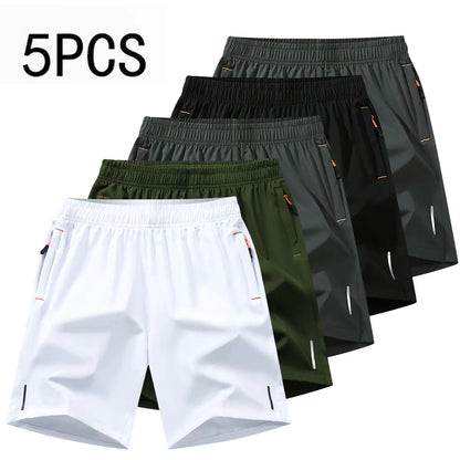 Men’S Athletic Shorts Set,Beach Vacationoutfit Multi-Pack Available in Various Colors Including Gray and Black, Featuring Zippered Pockets That Combine Comfort and Style.,Summerwins