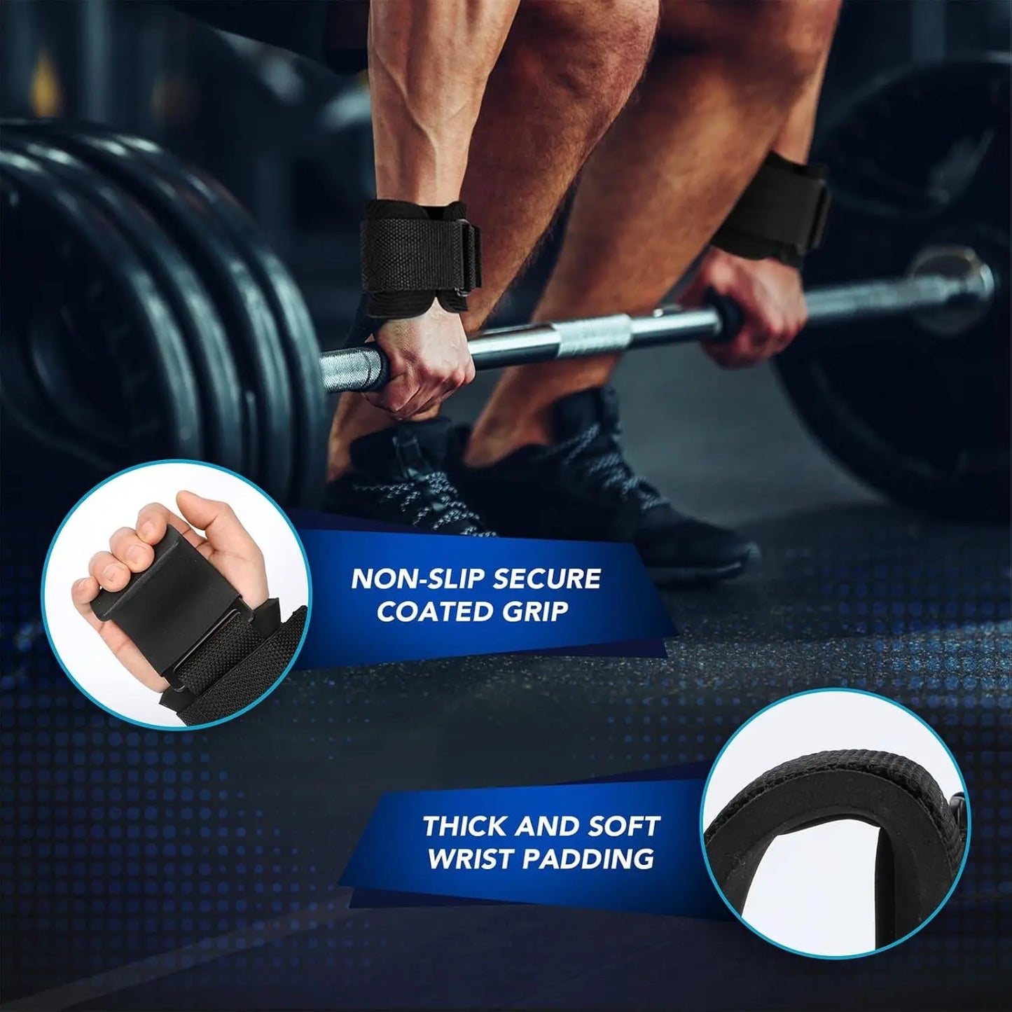 Wrist Lifting Straps with Assisted Hook, Durable High Elasticity for Weightlifting, Pull-Ups & Deadlifts - Comfortable Support & Secure Fit for Strength Training